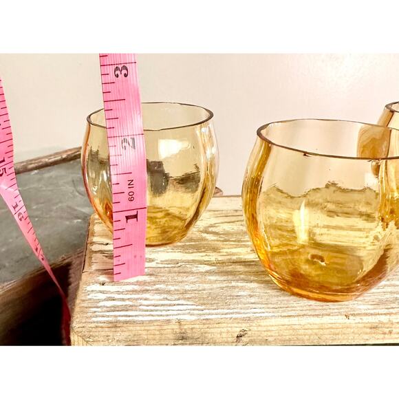 Gold Vintage Roly Poly Rocks Set of 5 Glasses - Picture 3 of 8